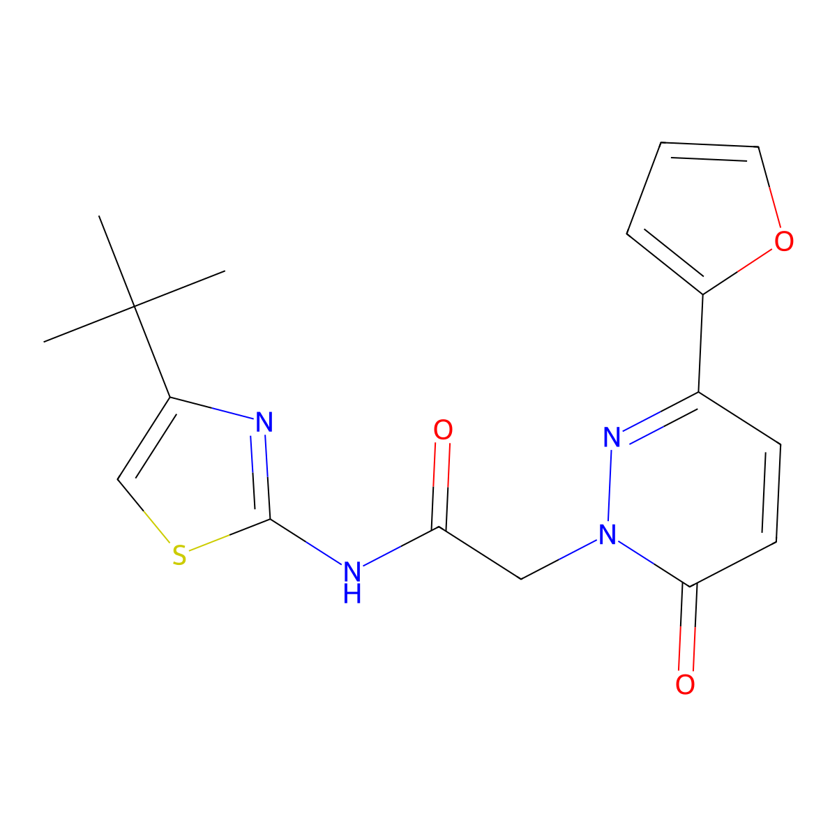 N-[(2Z)-4-tert-butyl-1,3-thiazol-2(3H)-ylidene]-2-[3-(furan-2-yl)-6-oxopyridazin-1(6H)-yl]acetamide molecular structure, CAS 1282110-07-9