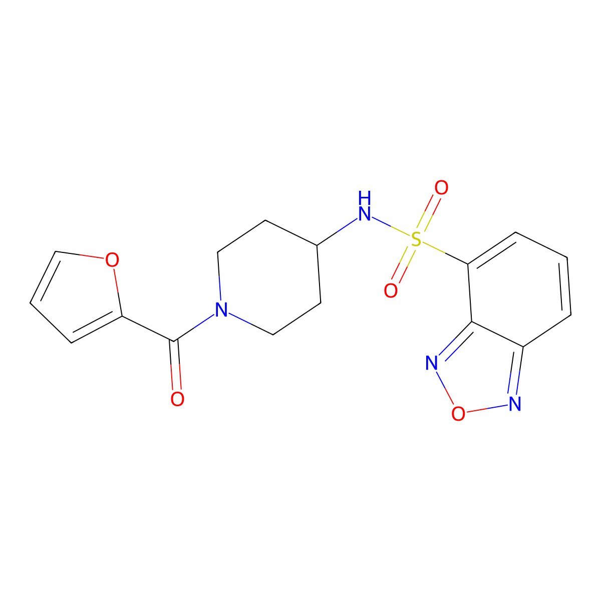 N-[1-(furan-2-ylcarbonyl)piperidin-4-yl]-2,1,3-benzoxadiazole-4-sulfonamide molecular structure, CAS 1282110-15-9