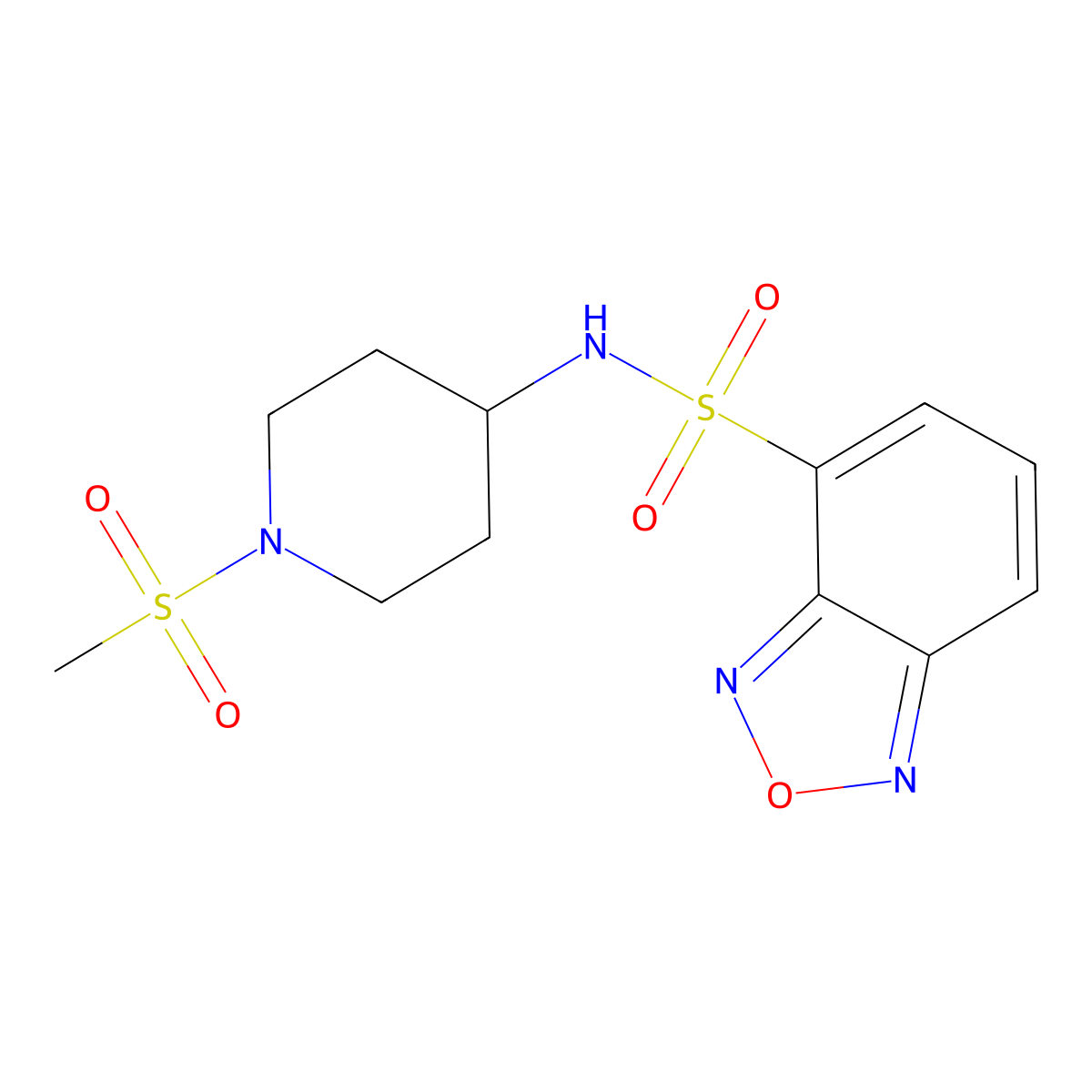 N-[1-(methylsulfonyl)piperidin-4-yl]-2,1,3-benzoxadiazole-4-sulfonamide molecular structure, CAS 1282110-24-0