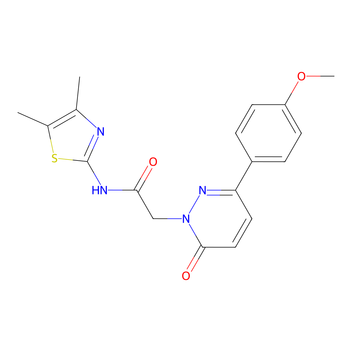 N-[(2Z)-4,5-dimethyl-1,3-thiazol-2(3H)-ylidene]-2-[3-(4-methoxyphenyl)-6-oxopyridazin-1(6H)-yl]acetamide molecular structure, CAS 1282110-28-4