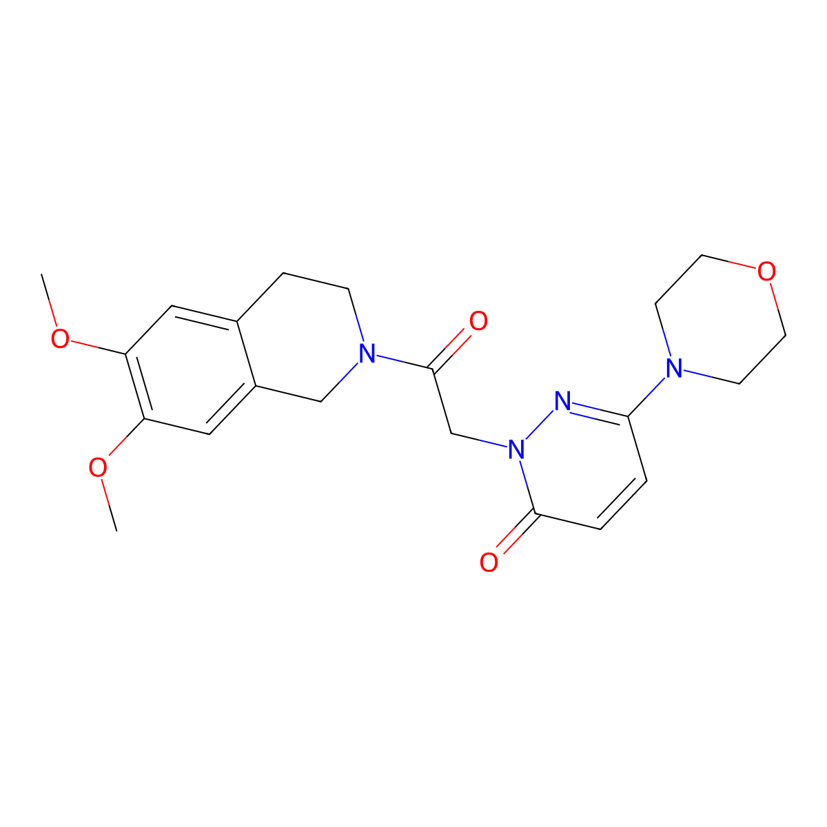 2-[2-(6,7-dimethoxy-3,4-dihydroisoquinolin-2(1H)-yl)-2-oxoethyl]-6-(morpholin-4-yl)pyridazin-3(2H)-one molecular structure, CAS 1282110-34-2