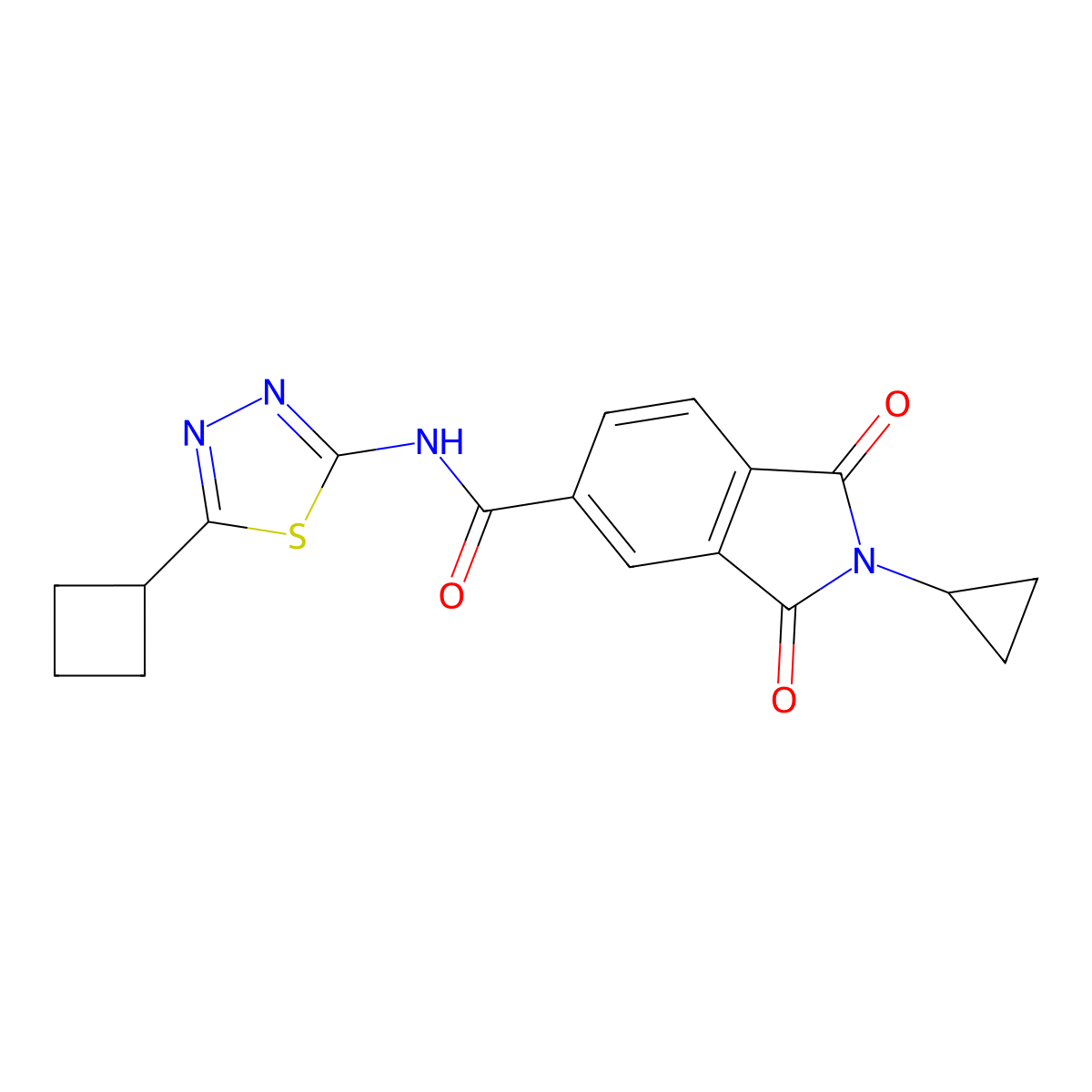 N-[(2Z)-5-cyclobutyl-1,3,4-thiadiazol-2(3H)-ylidene]-2-cyclopropyl-1,3-dioxo-2,3-dihydro-1H-isoindole-5-carboxamide molecular structure, CAS 1282110-40-0