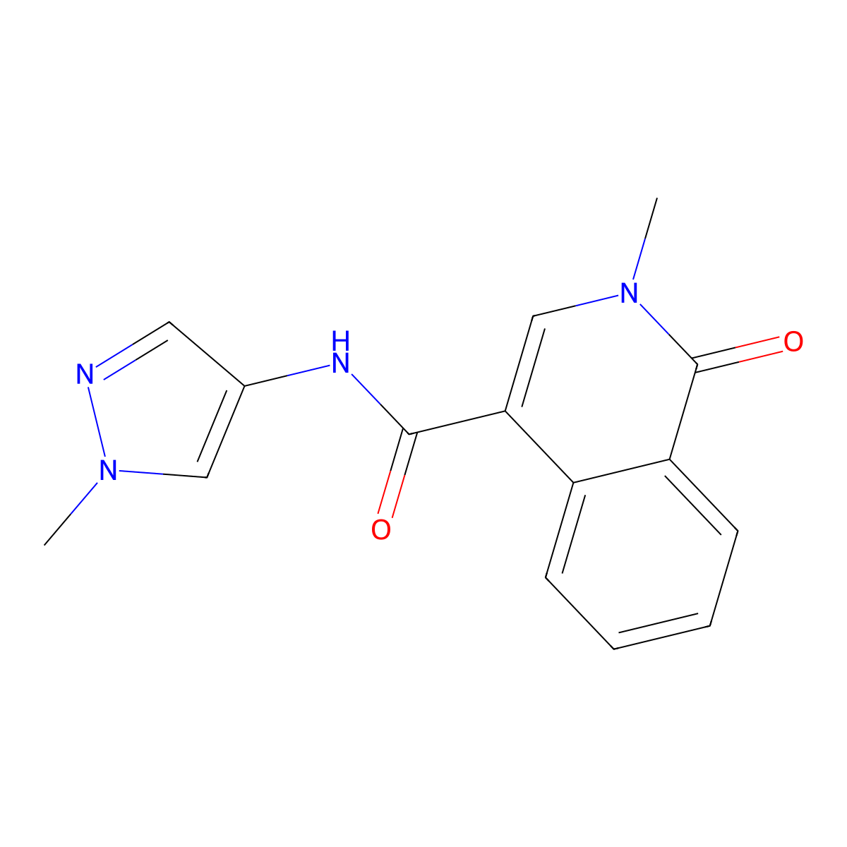2-methyl-N-(1-methyl-1H-pyrazol-4-yl)-1-oxo-1,2-dihydroisoquinoline-4-carboxamide molecular structure, CAS 1282110-41-1