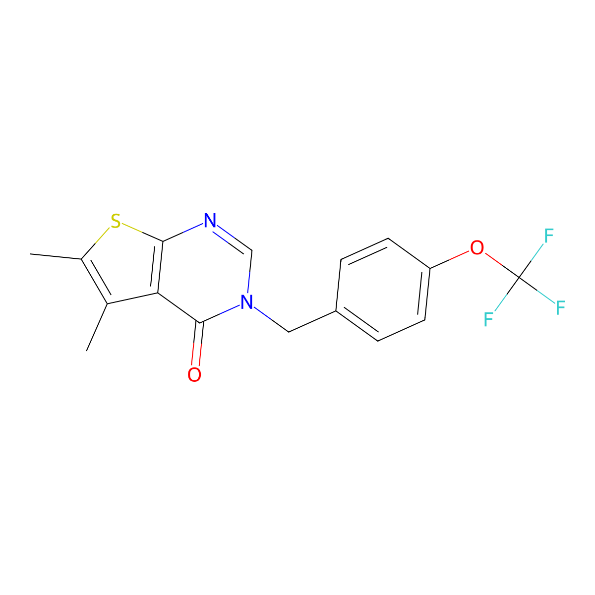 5,6-dimethyl-3-[4-(trifluoromethoxy)benzyl]thieno[2,3-d]pyrimidin-4(3H)-one molecular structure, CAS 1282110-44-4
