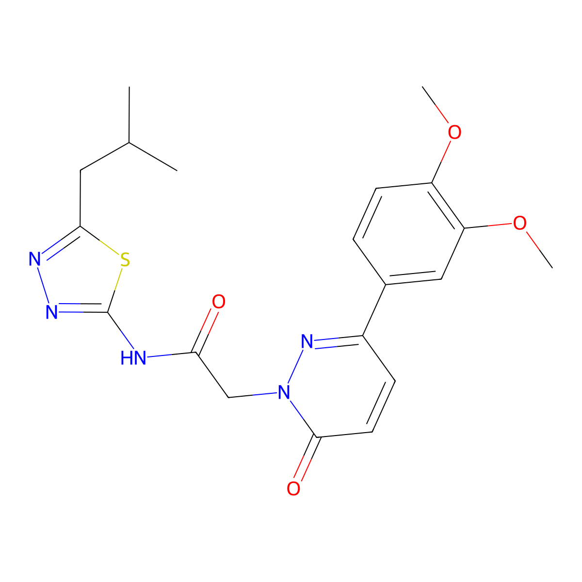 2-[3-(3,4-dimethoxyphenyl)-6-oxopyridazin-1(6H)-yl]-N-[(2E)-5-(2-methylpropyl)-1,3,4-thiadiazol-2(3H)-ylidene]acetamide molecular structure, CAS 1282110-63-7
