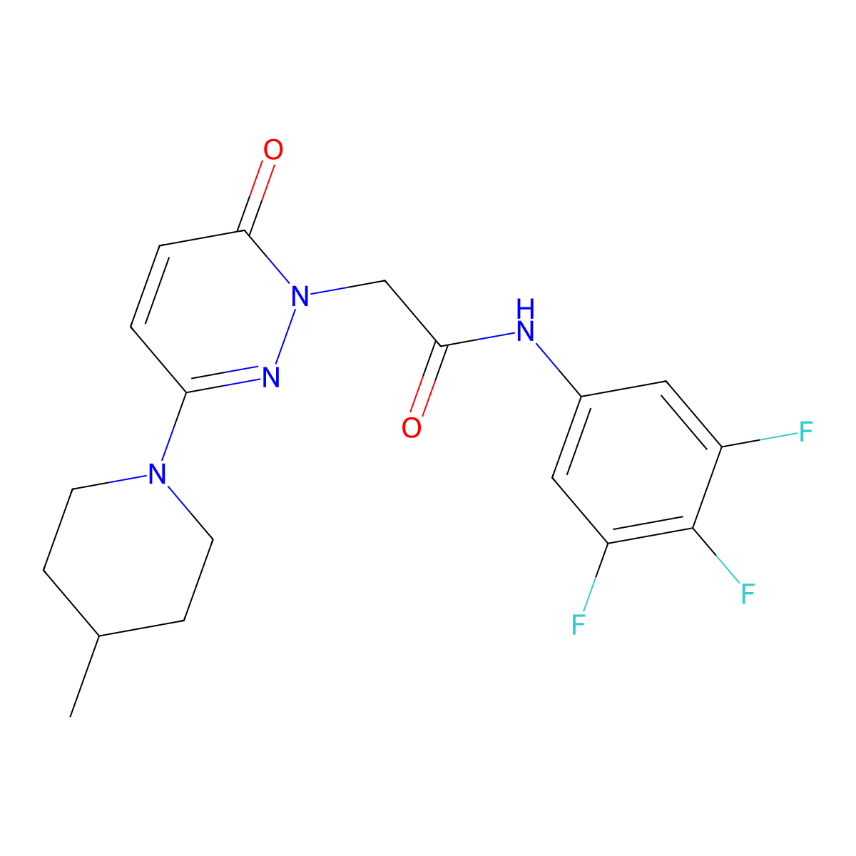 2-(3-(4-methylpiperidin-1-yl)-6-oxopyridazin-1(6H)-yl)-N-(3,4,5-trifluorophenyl)acetamide molecular structure, CAS 1282110-75-1
