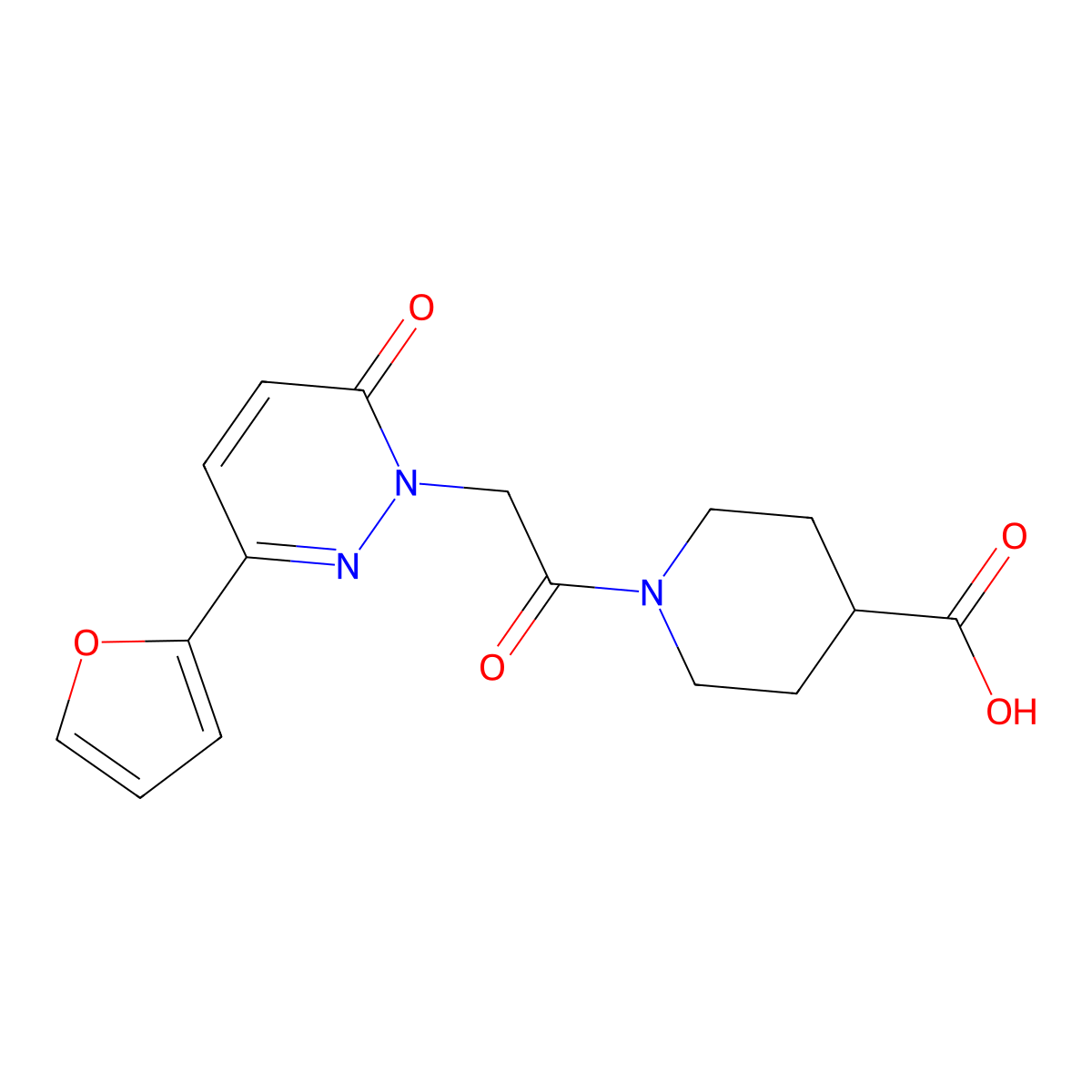 1-{[3-(furan-2-yl)-6-oxopyridazin-1(6H)-yl]acetyl}piperidine-4-carboxylic acid molecular structure, CAS 1282110-83-1