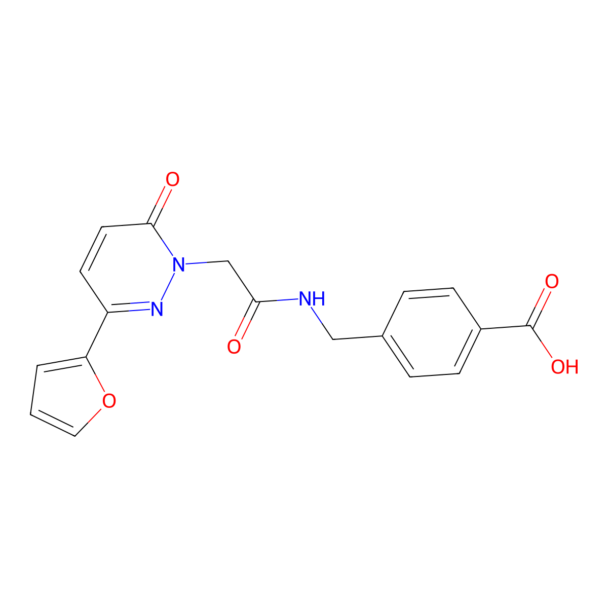 4-[({[3-(furan-2-yl)-6-oxopyridazin-1(6H)-yl]acetyl}amino)methyl]benzoic acid molecular structure, CAS 1282110-88-6