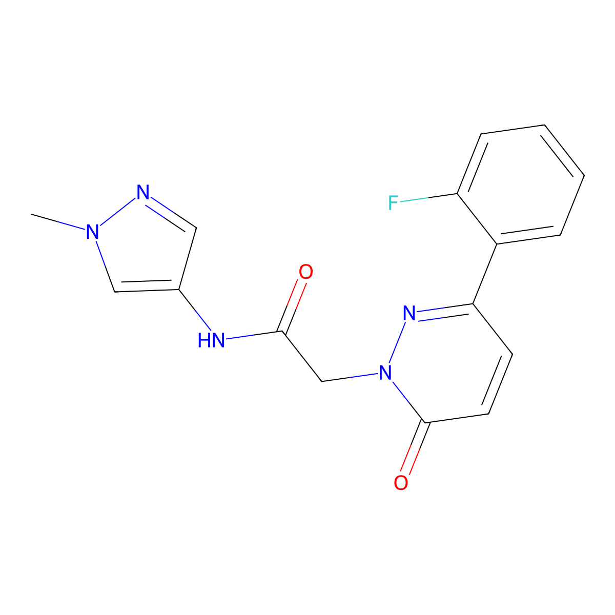 2-(3-(2-fluorophenyl)-6-oxopyridazin-1(6H)-yl)-N-(1-methyl-1H-pyrazol-4-yl)acetamide molecular structure, CAS 1282110-89-7