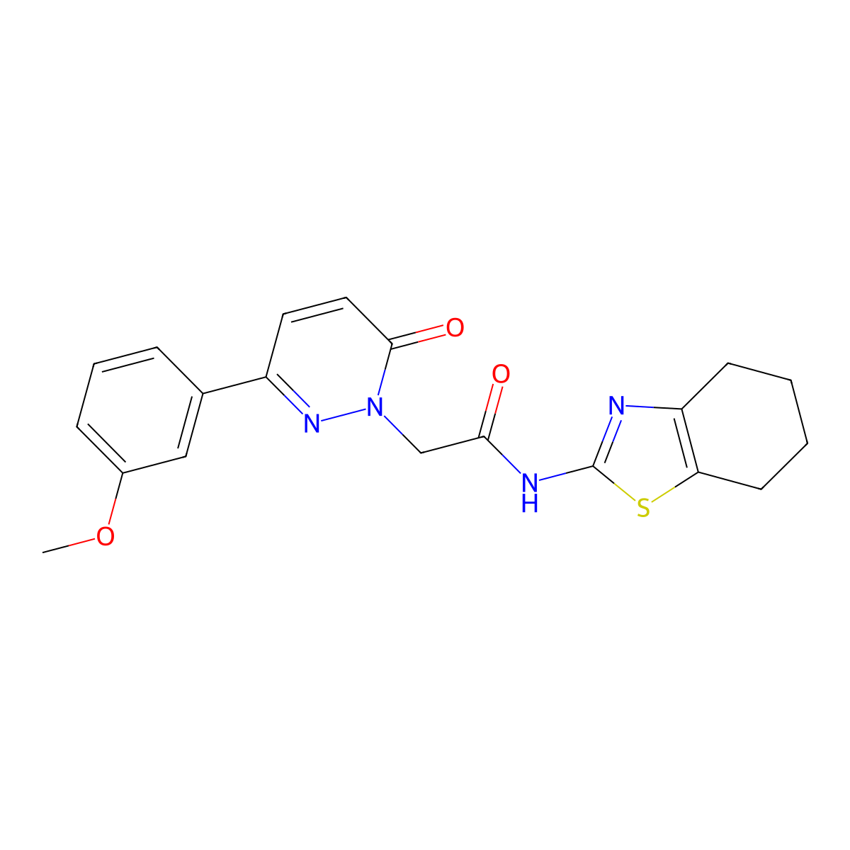 2-(3-(3-methoxyphenyl)-6-oxopyridazin-1(6H)-yl)-N-(4,5,6,7-tetrahydrobenzo[d]thiazol-2-yl)acetamide molecular structure, CAS 1282111-05-0