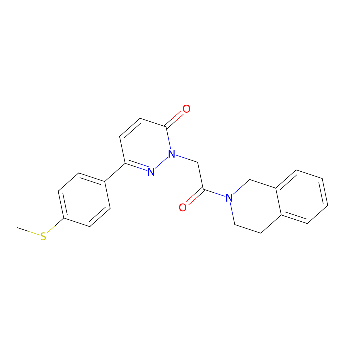 2-[2-(3,4-dihydroisoquinolin-2(1H)-yl)-2-oxoethyl]-6-[4-(methylsulfanyl)phenyl]pyridazin-3(2H)-one molecular structure, CAS 1282111-27-6