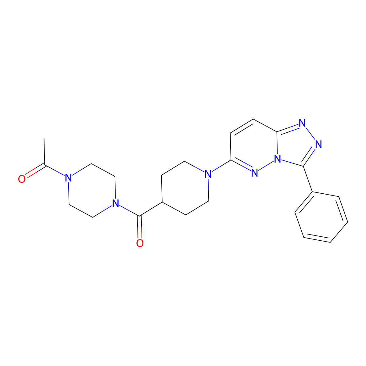 1-(4-{[1-(3-Phenyl[1,2,4]triazolo[4,3-b]pyridazin-6-yl)piperidin-4-yl]carbonyl}piperazin-1-yl)ethanone molecular structure, CAS 1282111-28-7