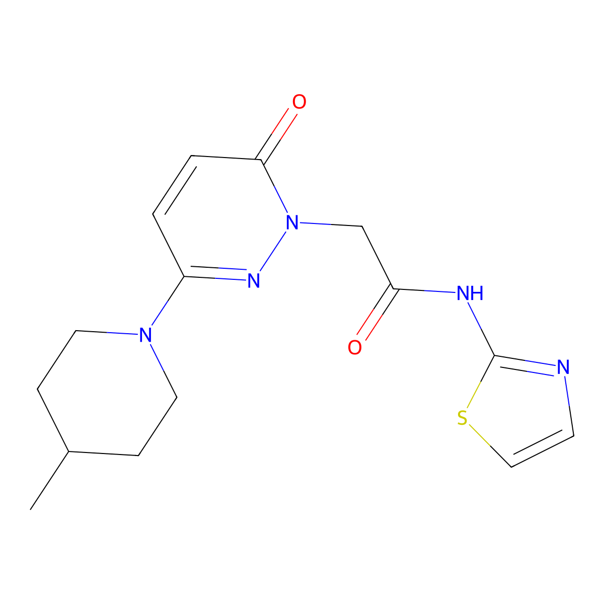 2-[3-(4-methylpiperidin-1-yl)-6-oxopyridazin-1(6H)-yl]-N-(1,3-thiazol-2-yl)acetamide molecular structure, CAS 1282111-32-3