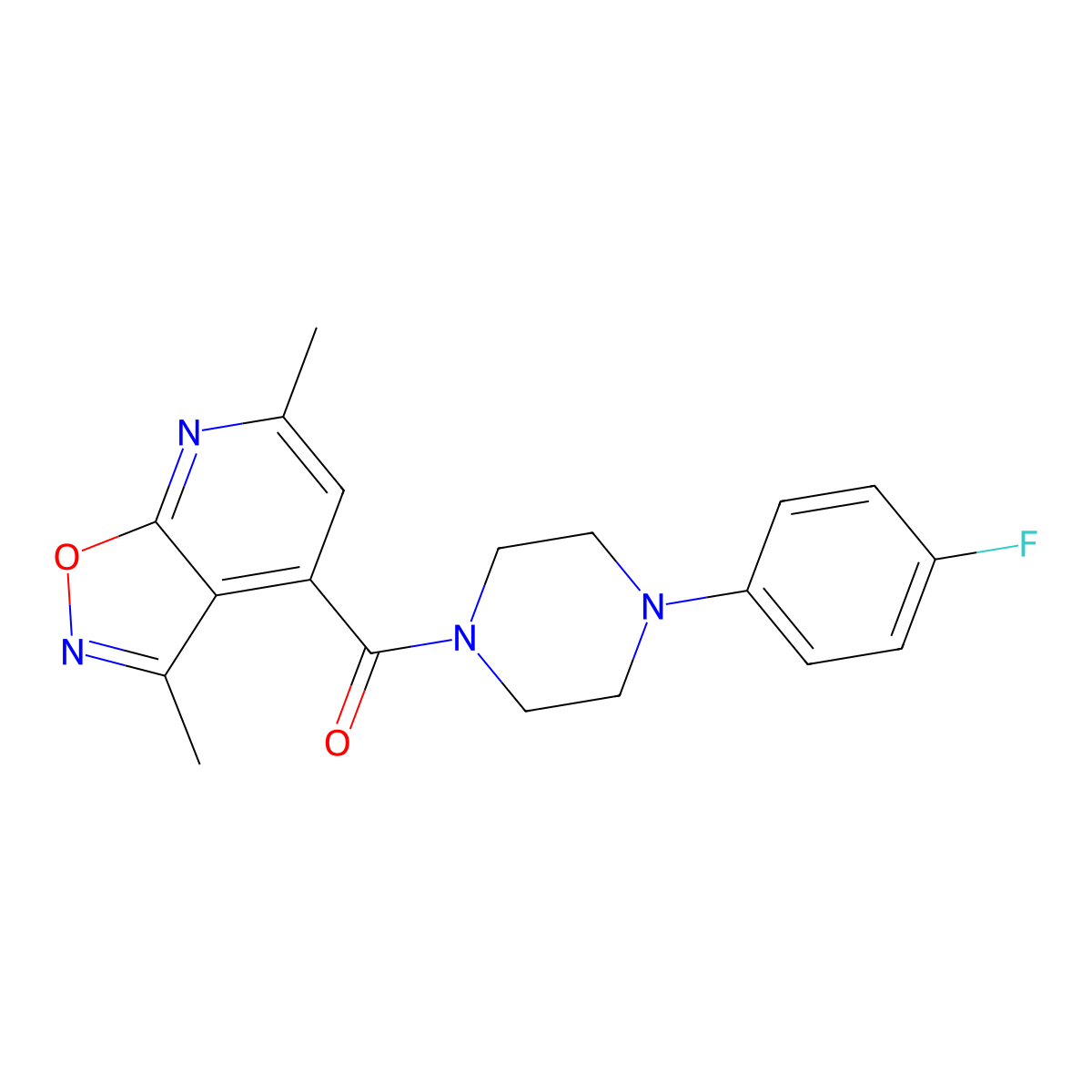 (3,6-Dimethylisoxazolo[5,4-b]pyridin-4-yl)[4-(4-fluorophenyl)piperazino]methanone molecular structure, CAS 1282111-43-6