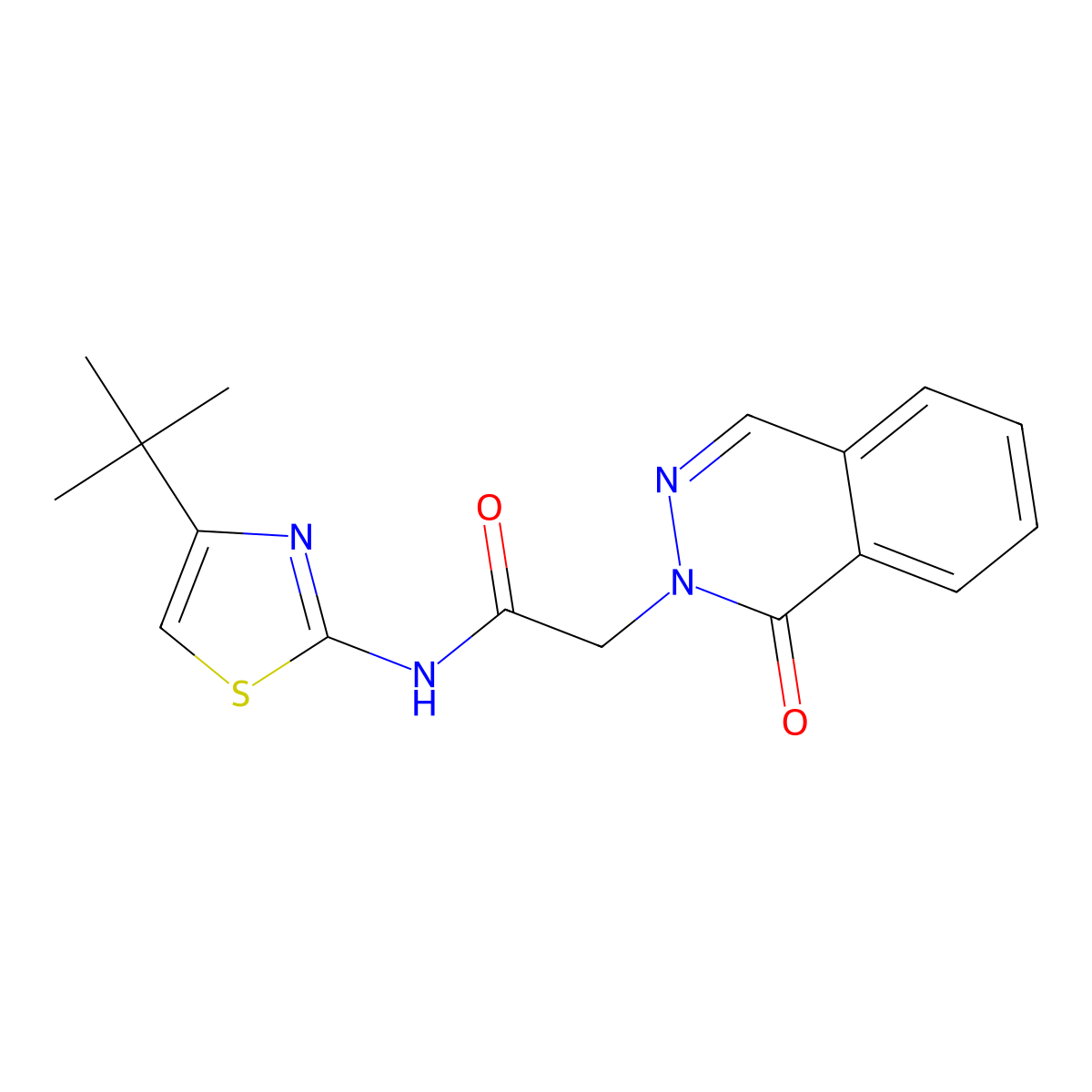 N-[(2Z)-4-tert-butyl-1,3-thiazol-2(3H)-ylidene]-2-(1-oxophthalazin-2(1H)-yl)acetamide molecular structure, CAS 1282111-47-0
