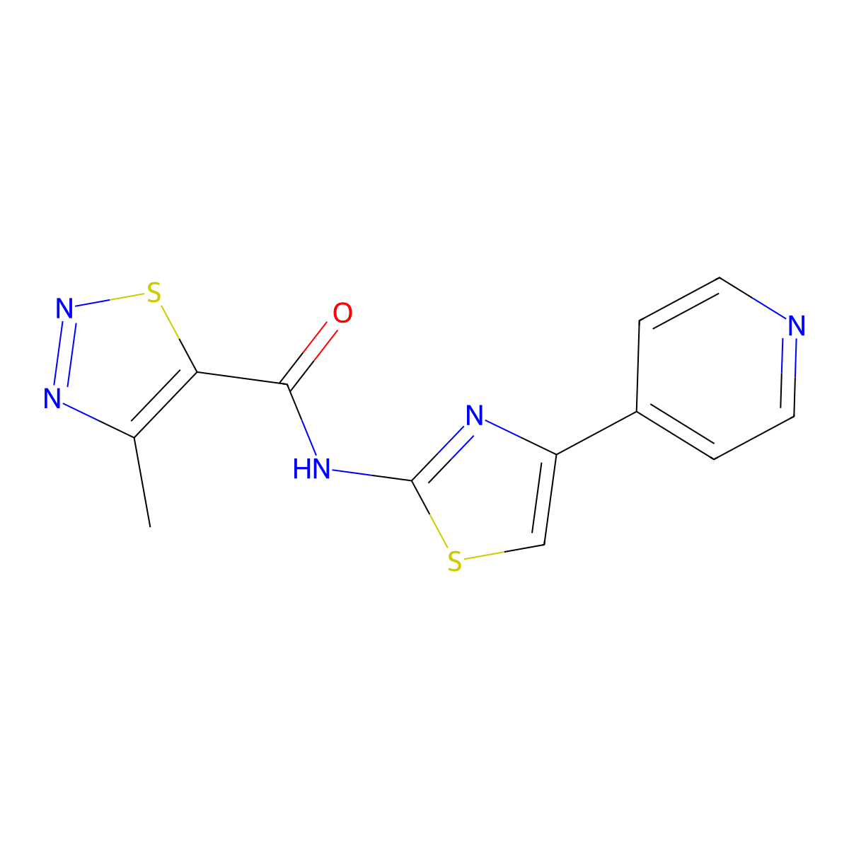 4-methyl-N-[(2Z)-4-(pyridin-4-yl)-1,3-thiazol-2(3H)-ylidene]-1,2,3-thiadiazole-5-carboxamide molecular structure, CAS 1282111-62-9