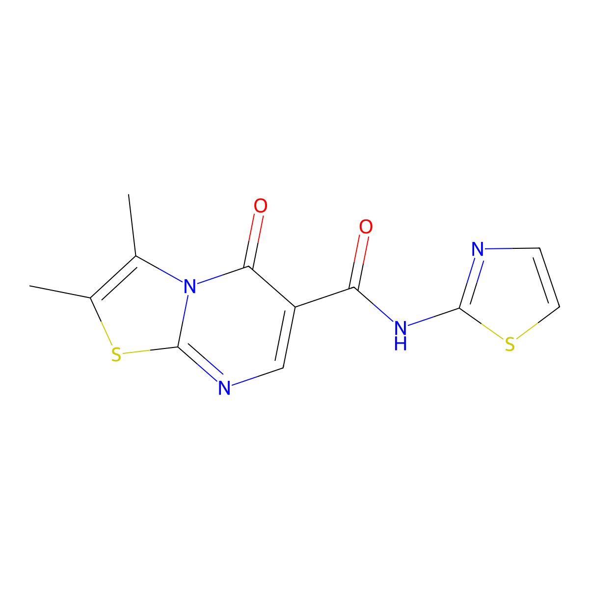 2,3-dimethyl-5-oxo-N-(1,3-thiazol-2-yl)-5H-[1,3]thiazolo[3,2-a]pyrimidine-6-carboxamide molecular structure, CAS 1282111-66-3