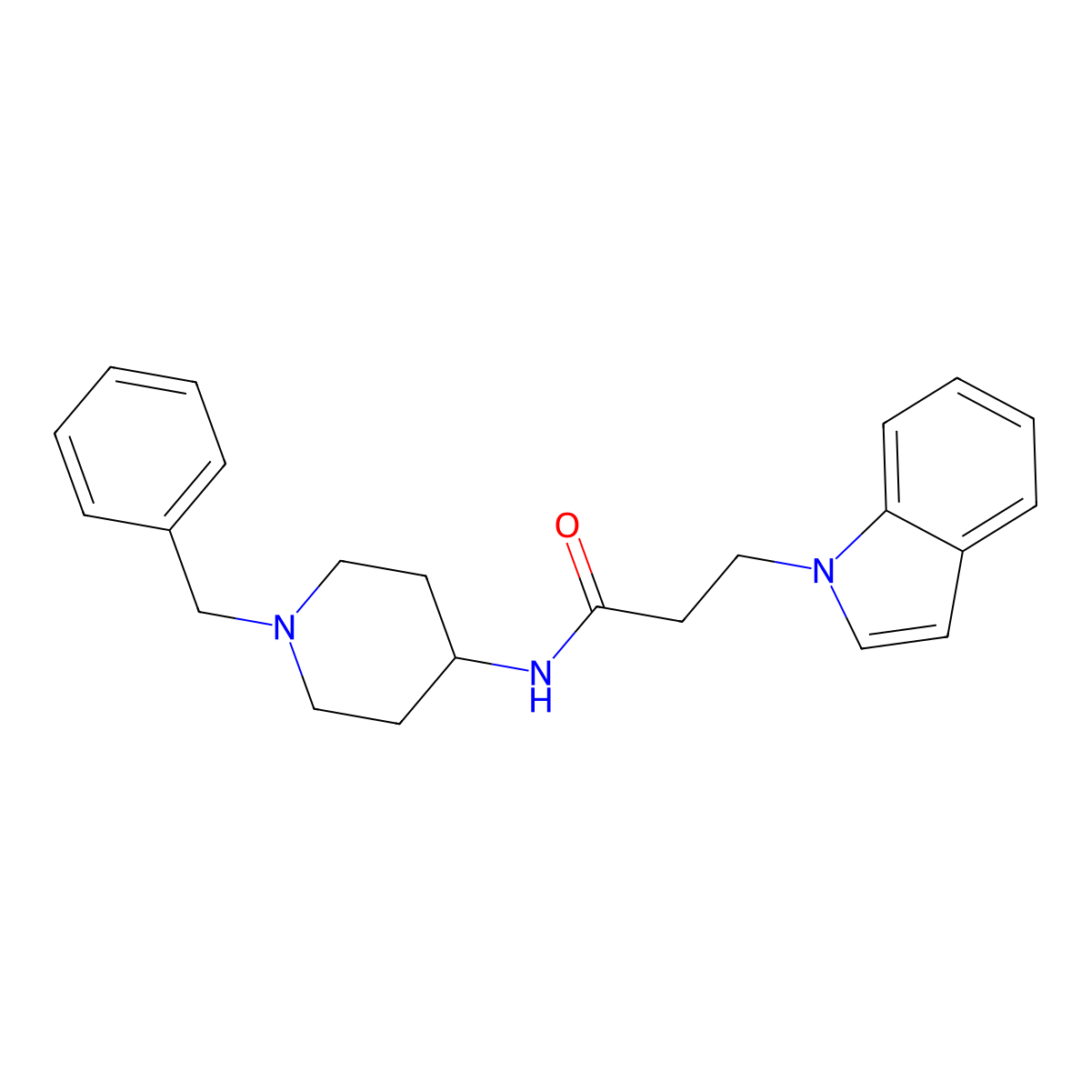 N-(1-benzylpiperidin-4-yl)-3-(1H-indol-1-yl)propanamide molecular structure, CAS 1282111-72-1