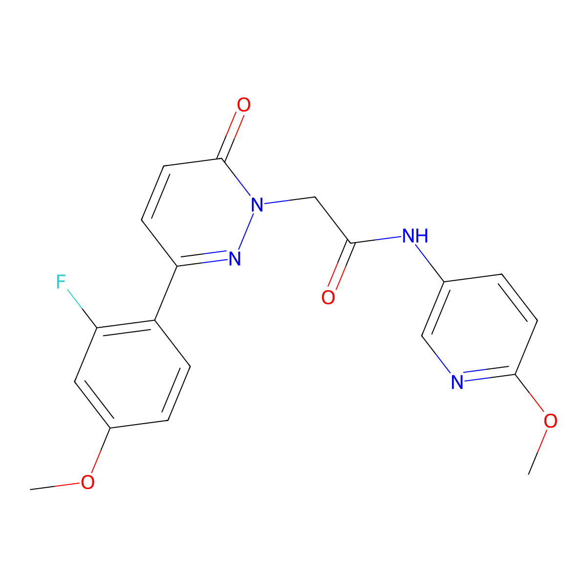 2-[3-(2-fluoro-4-methoxyphenyl)-6-oxopyridazin-1(6H)-yl]-N-(6-methoxypyridin-3-yl)acetamide molecular structure, CAS 1282111-78-7