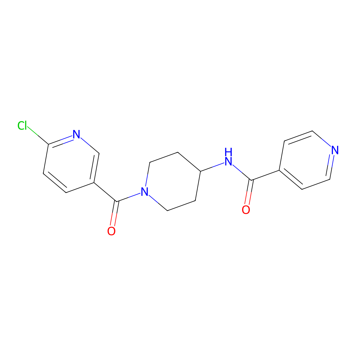 N-{1-[(6-chloropyridin-3-yl)carbonyl]piperidin-4-yl}pyridine-4-carboxamide molecular structure, CAS 1282112-05-3