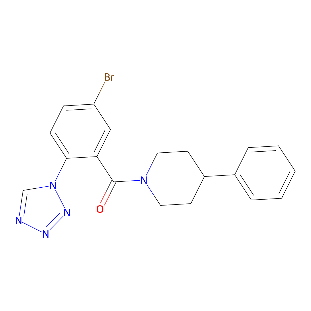 [5-bromo-2-(1H-tetrazol-1-yl)phenyl](4-phenylpiperidin-1-yl)methanone molecular structure, CAS 1282112-06-4