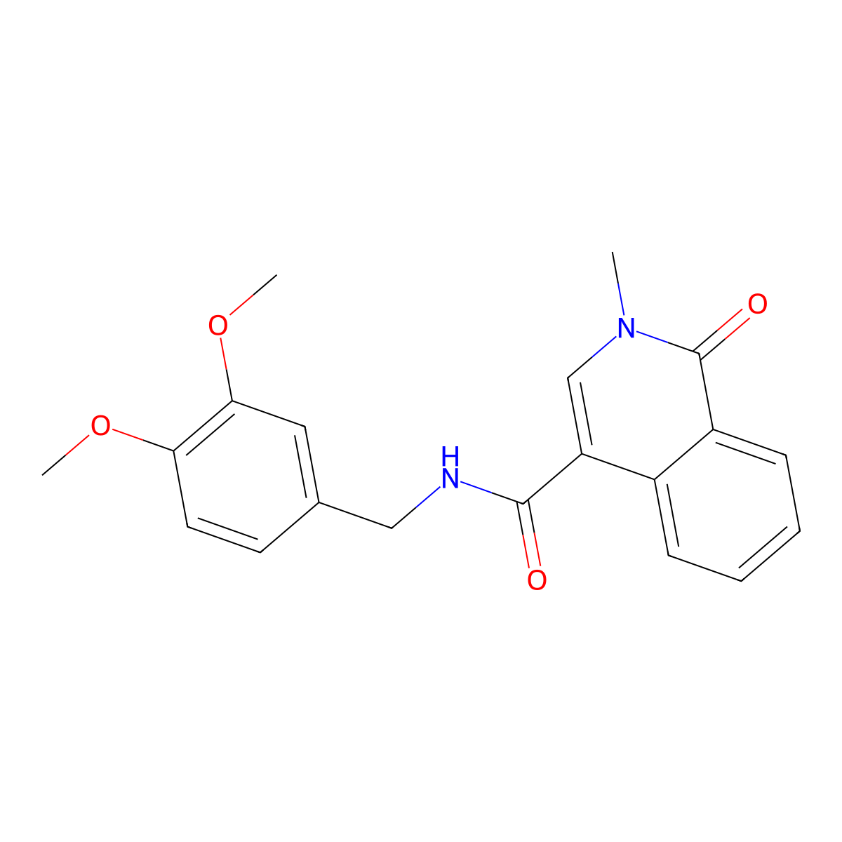 N-(3,4-dimethoxybenzyl)-2-methyl-1-oxo-1,2-dihydroisoquinoline-4-carboxamide molecular structure, CAS 1282112-20-2