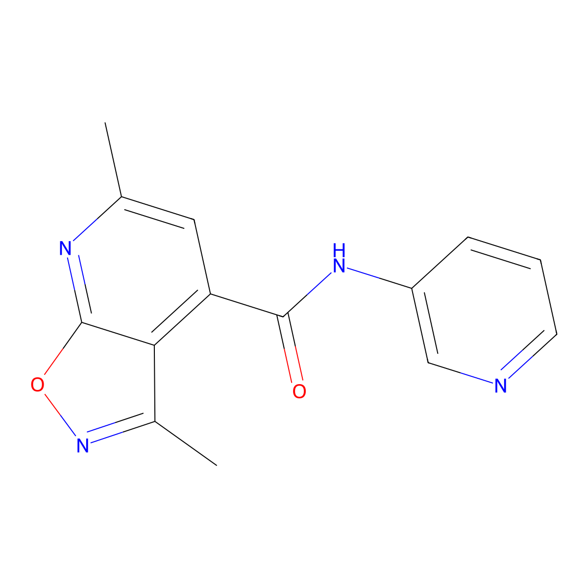 3,6-dimethyl-N-(pyridin-3-yl)[1,2]oxazolo[5,4-b]pyridine-4-carboxamide molecular structure, CAS 1282112-31-5