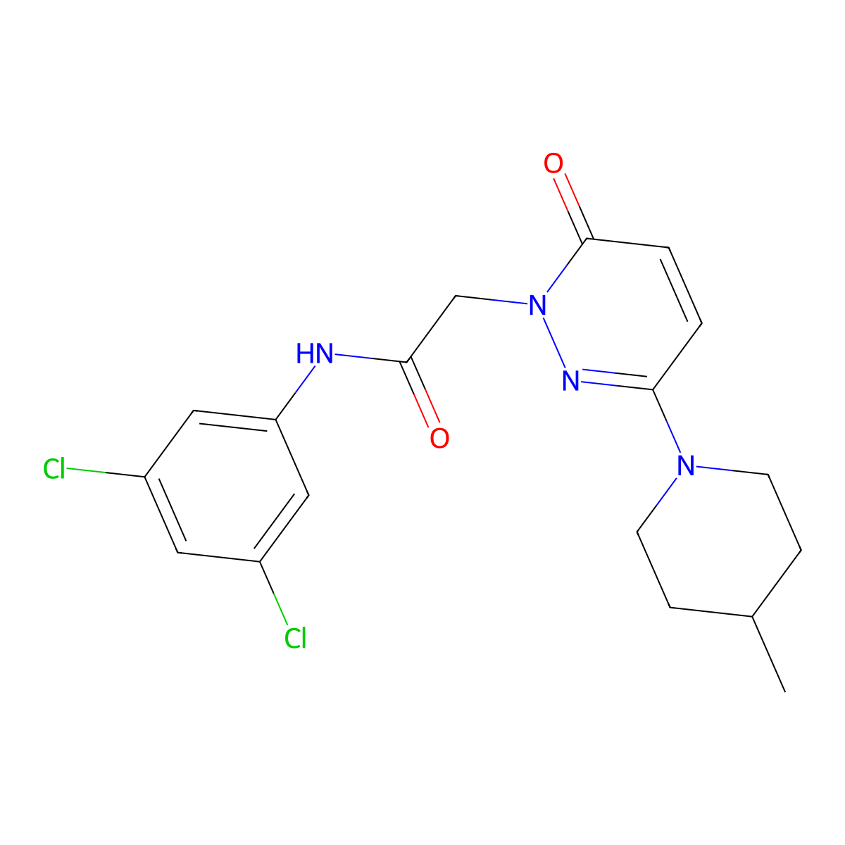 N-(3,5-dichlorophenyl)-2-(3-(4-methylpiperidin-1-yl)-6-oxopyridazin-1(6H)-yl)acetamide molecular structure, CAS 1282112-34-8