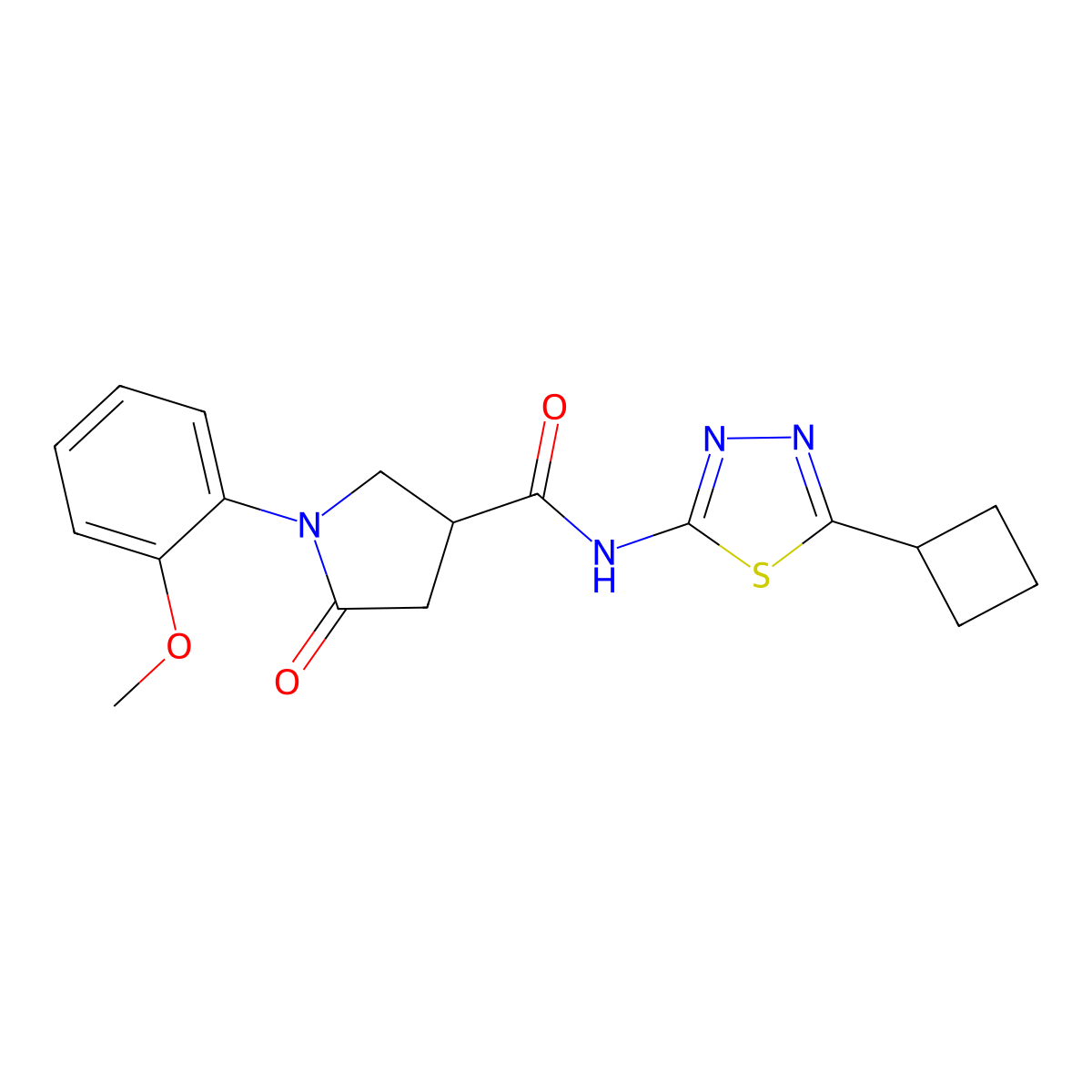N-(5-cyclobutyl-1,3,4-thiadiazol-2-yl)-1-(2-methoxyphenyl)-5-oxopyrrolidine-3-carboxamide molecular structure, CAS 1282112-48-4