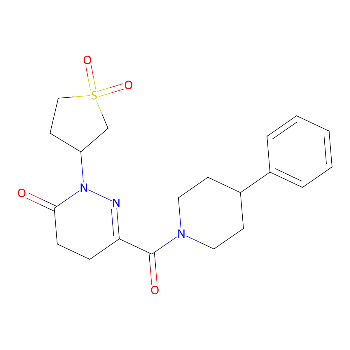 2-(1,1-dioxidotetrahydrothiophen-3-yl)-6-[(4-phenylpiperidin-1-yl)carbonyl]-4,5-dihydropyridazin-3(2H)-one molecular structure, CAS 1282112-51-9