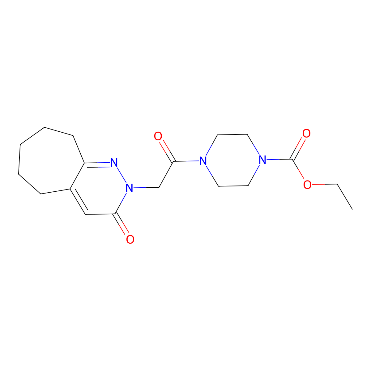 ethyl 4-[(3-oxo-3,5,6,7,8,9-hexahydro-2H-cyclohepta[c]pyridazin-2-yl)acetyl]piperazine-1-carboxylate molecular structure, CAS 1282112-77-9