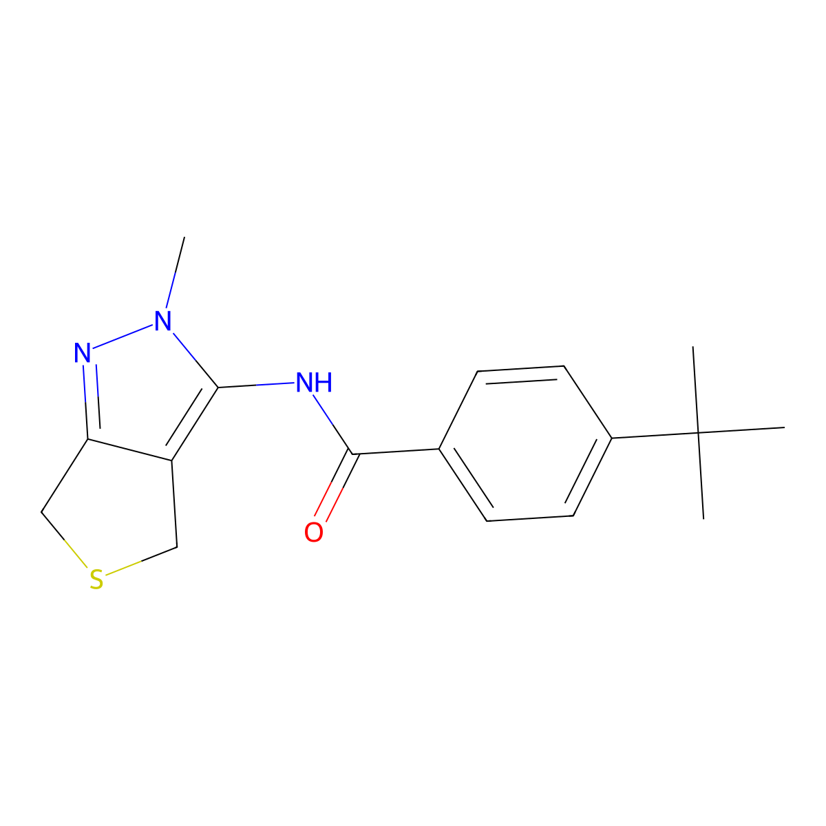 4-tert-butyl-N-(2-methyl-2,6-dihydro-4H-thieno[3,4-c]pyrazol-3-yl)benzamide molecular structure, CAS 1282112-81-5