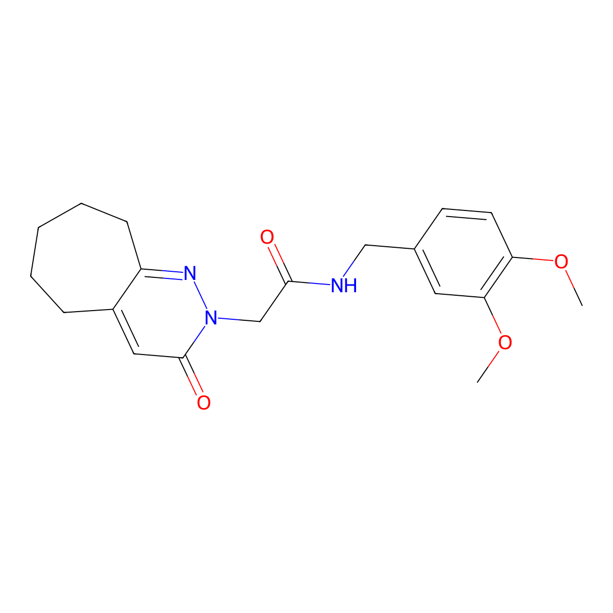 N-(3,4-dimethoxybenzyl)-2-(3-oxo-3,5,6,7,8,9-hexahydro-2H-cyclohepta[c]pyridazin-2-yl)acetamide molecular structure, CAS 1282112-86-0
