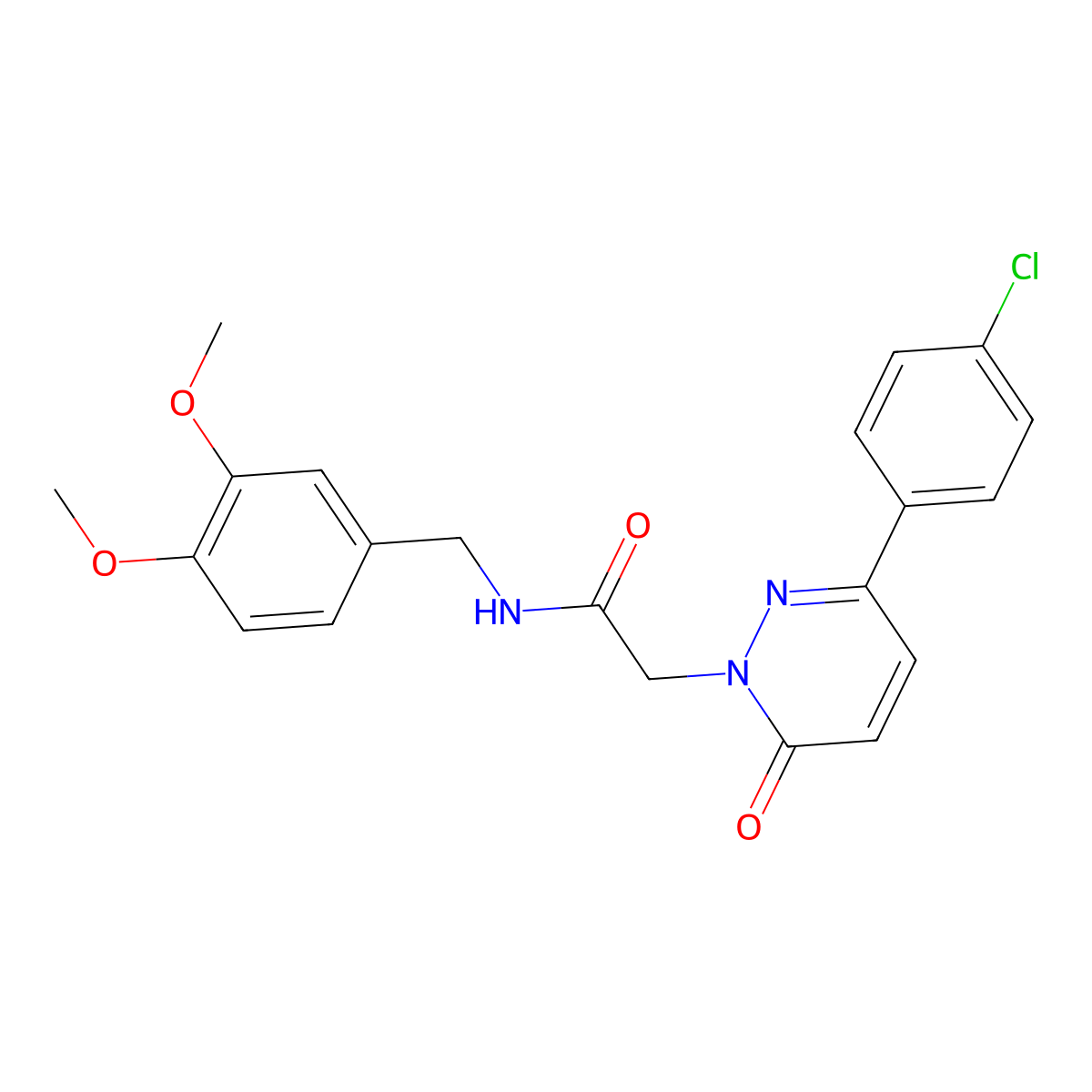 2-(3-(4-chlorophenyl)-6-oxopyridazin-1(6H)-yl)-N-(3,4-dimethoxybenzyl)acetamide molecular structure, CAS 1282113-00-1