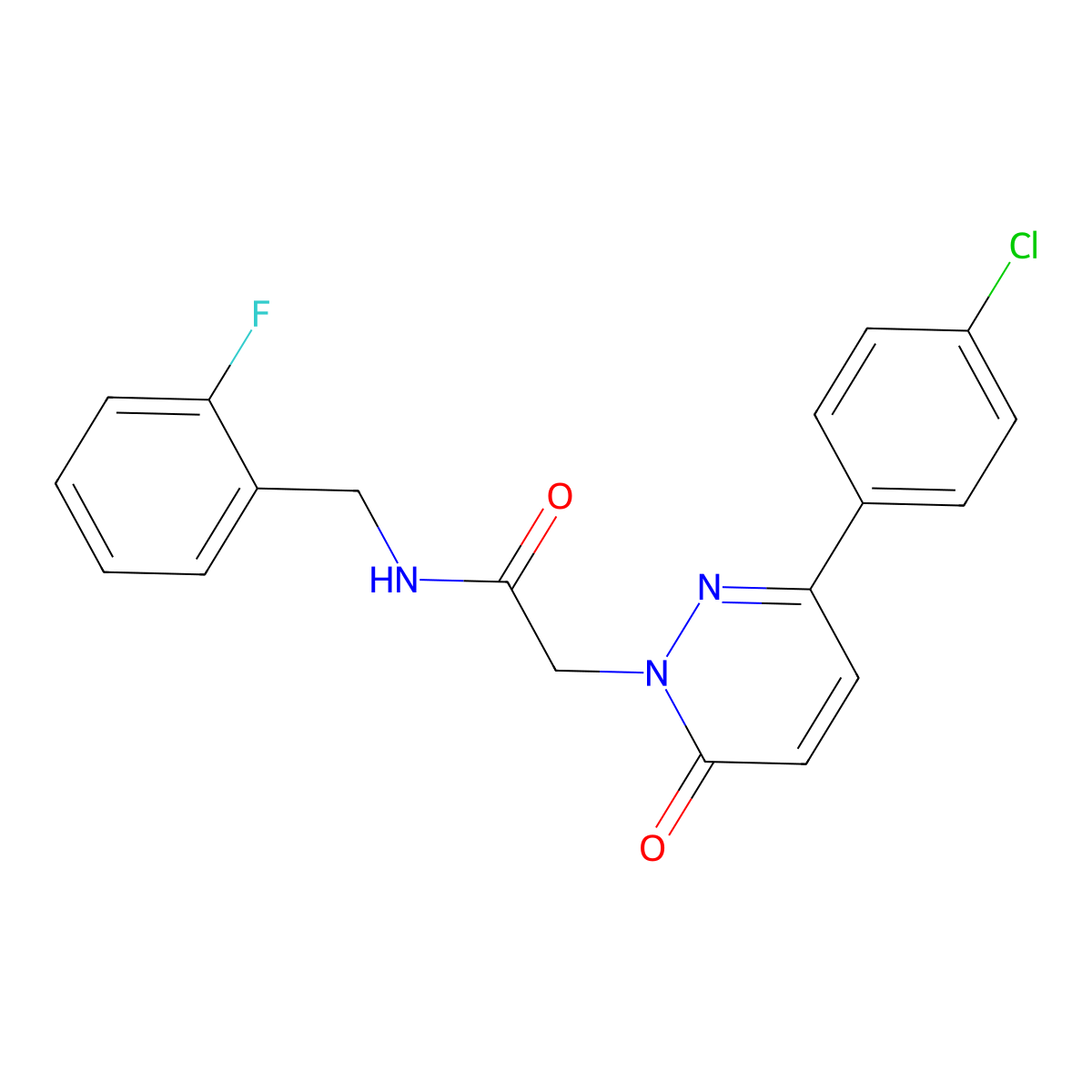 2-(3-(4-chlorophenyl)-6-oxopyridazin-1(6H)-yl)-N-(2-fluorobenzyl)acetamide molecular structure, CAS 1282113-26-1