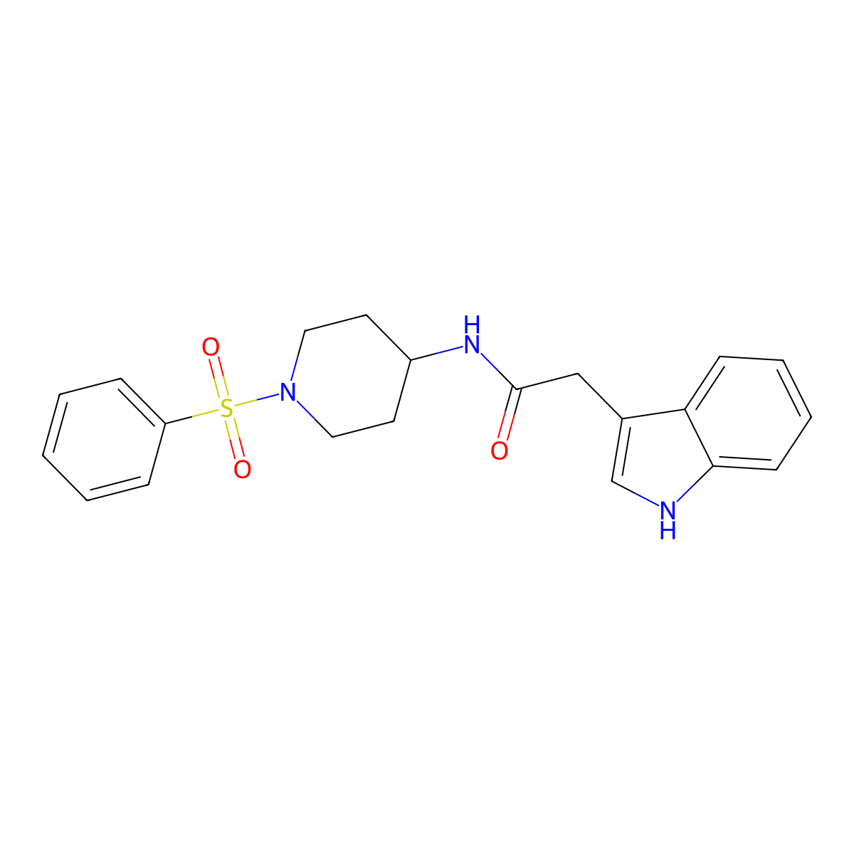 2-(1H-indol-3-yl)-N-[1-(phenylsulfonyl)piperidin-4-yl]acetamide molecular structure, CAS 1282113-44-3
