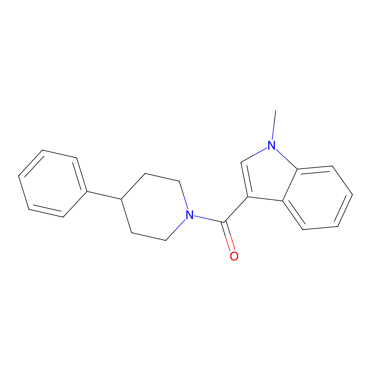 (1-methyl-1H-indol-3-yl)(4-phenylpiperidin-1-yl)methanone molecular structure, CAS 1282113-70-5
