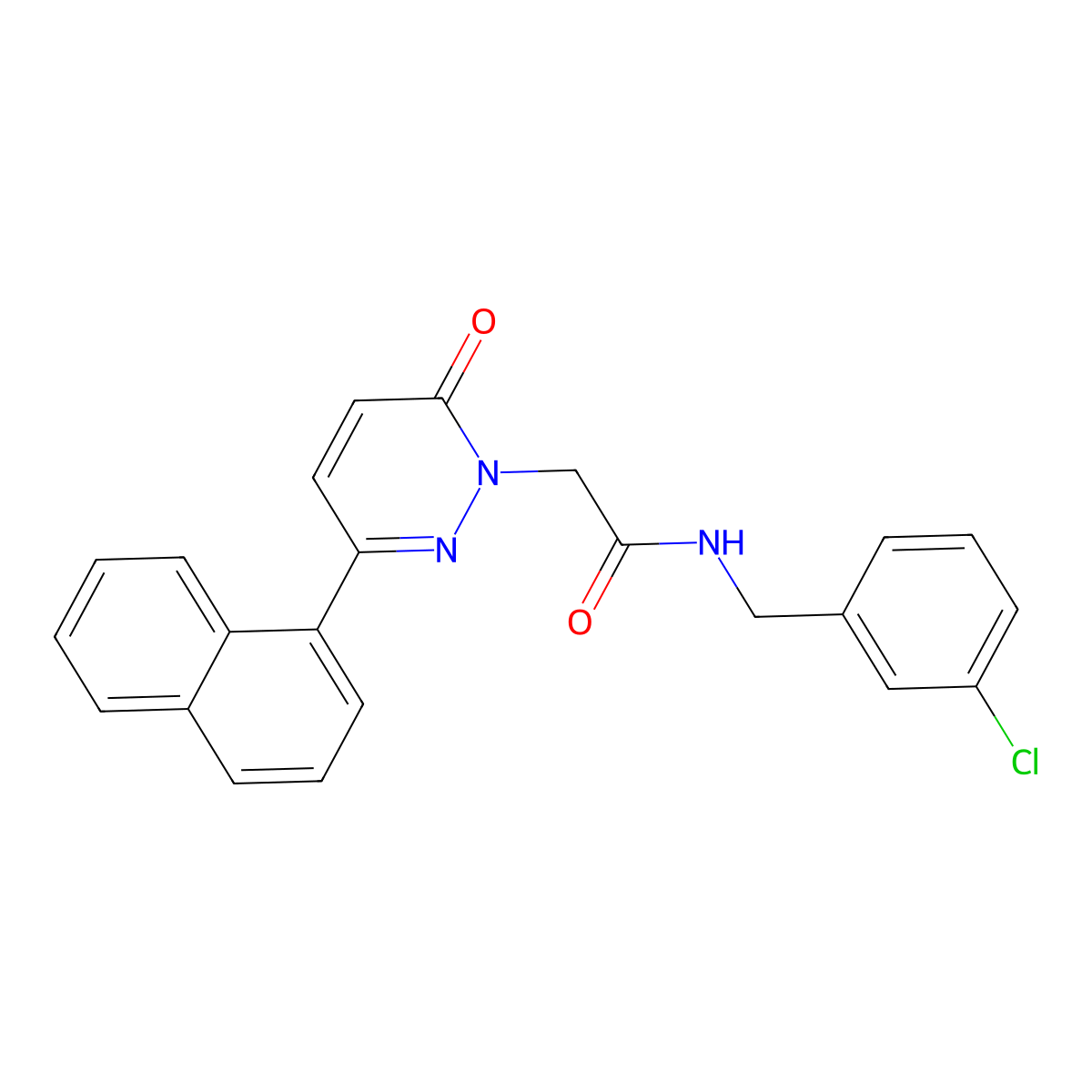 N-(3-chlorobenzyl)-2-(3-(naphthalen-1-yl)-6-oxopyridazin-1(6H)-yl)acetamide molecular structure, CAS 1282113-80-7