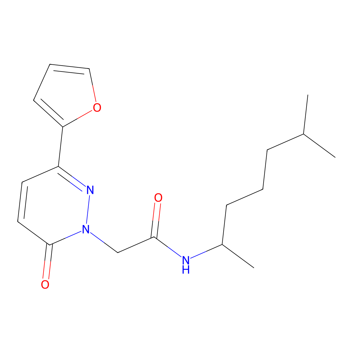 N~1~-(1,5-dimethylhexyl)-2-[3-(2-furyl)-6-oxo-1(6H)-pyridazinyl]acetamide molecular structure, CAS 1282113-85-2