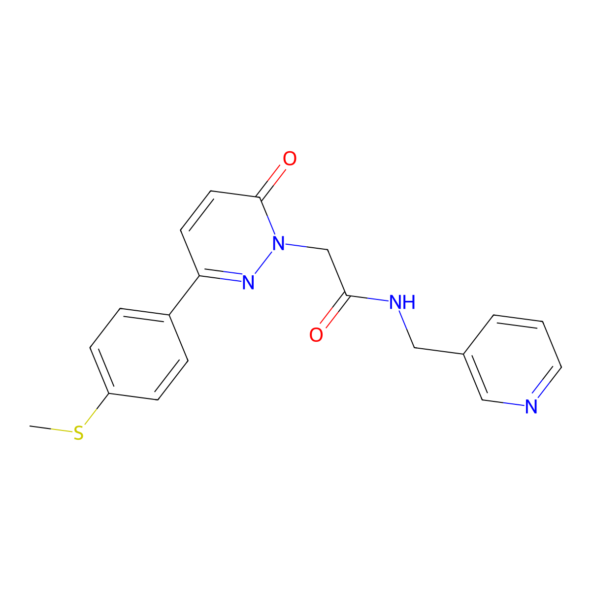 2-[3-[4-(methylsulfanyl)phenyl]-6-oxo-1(6H)-pyridazinyl]-N~1~-(3-pyridylmethyl)acetamide molecular structure, CAS 1282113-92-1