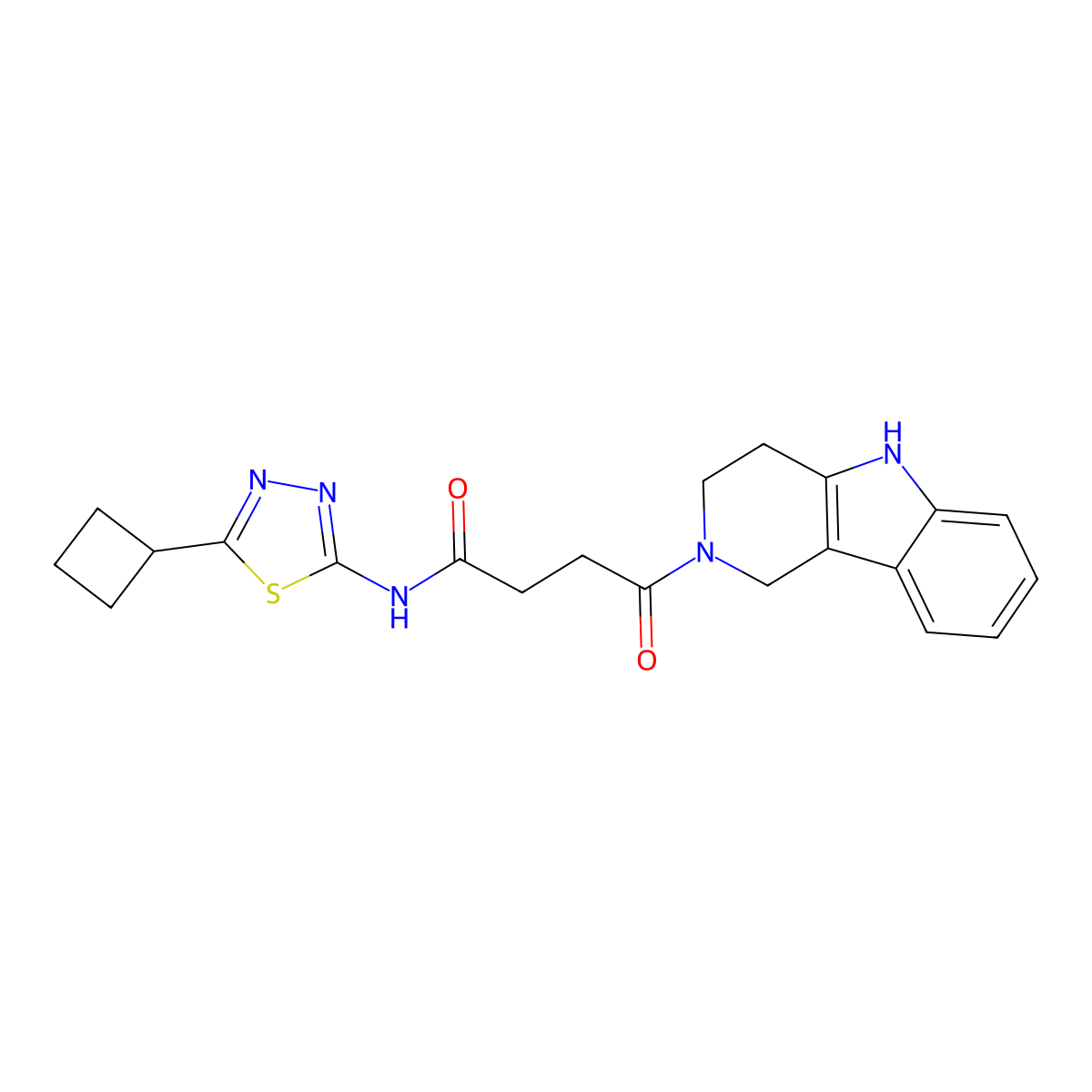 N-[(2Z)-5-cyclobutyl-1,3,4-thiadiazol-2(3H)-ylidene]-4-oxo-4-(1,3,4,5-tetrahydro-2H-pyrido[4,3-b]indol-2-yl)butanamide molecular structure, CAS 1282113-99-8