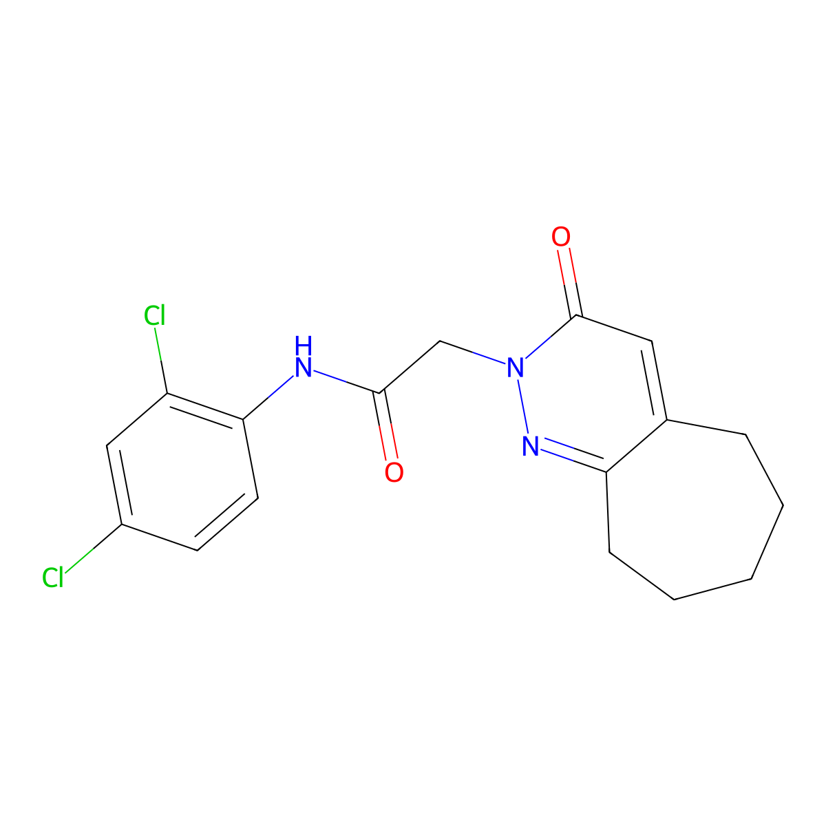 N-(2,4-dichlorophenyl)-2-(3-oxo-3,5,6,7,8,9-hexahydro-2H-cyclohepta[c]pyridazin-2-yl)acetamide molecular structure, CAS 1282114-00-4