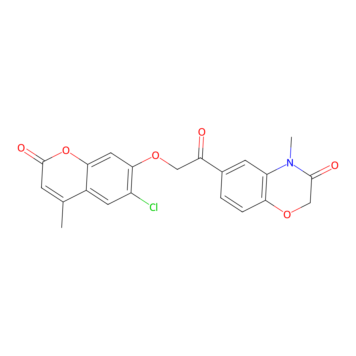 6-{[(6-chloro-4-methyl-2-oxo-2H-chromen-7-yl)oxy]acetyl}-4-methyl-2H-1,4-benzoxazin-3(4H)-one molecular structure, CAS 1282114-16-2