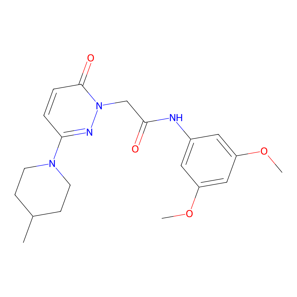 N-(3,5-dimethoxyphenyl)-2-(3-(4-methylpiperidin-1-yl)-6-oxopyridazin-1(6H)-yl)acetamide molecular structure, CAS 1282114-19-5