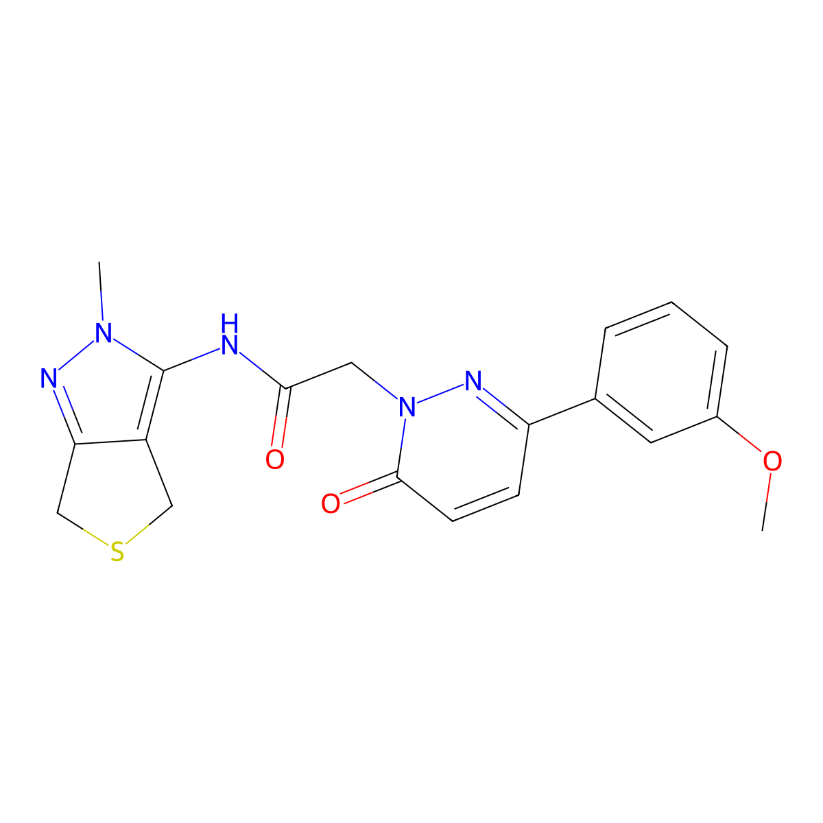 2-[3-(3-methoxyphenyl)-6-oxopyridazin-1(6H)-yl]-N-(2-methyl-2,6-dihydro-4H-thieno[3,4-c]pyrazol-3-yl)acetamide molecular structure, CAS 1282114-27-5