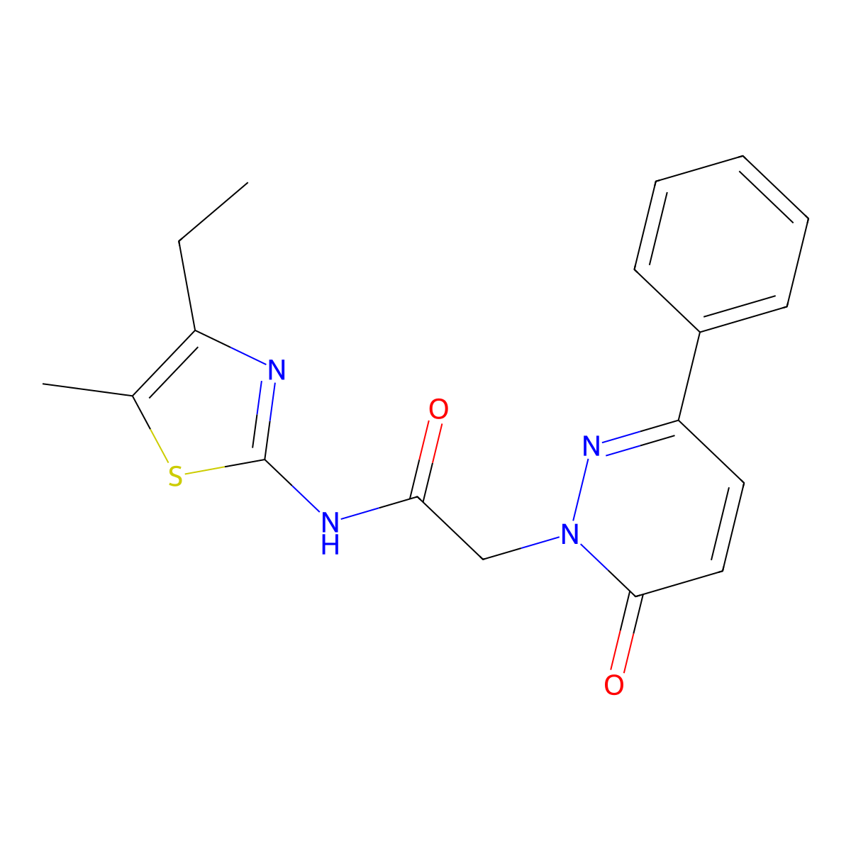 N-[(2Z)-4-ethyl-5-methyl-1,3-thiazol-2(3H)-ylidene]-2-(6-oxo-3-phenylpyridazin-1(6H)-yl)acetamide molecular structure, CAS 1282114-33-3