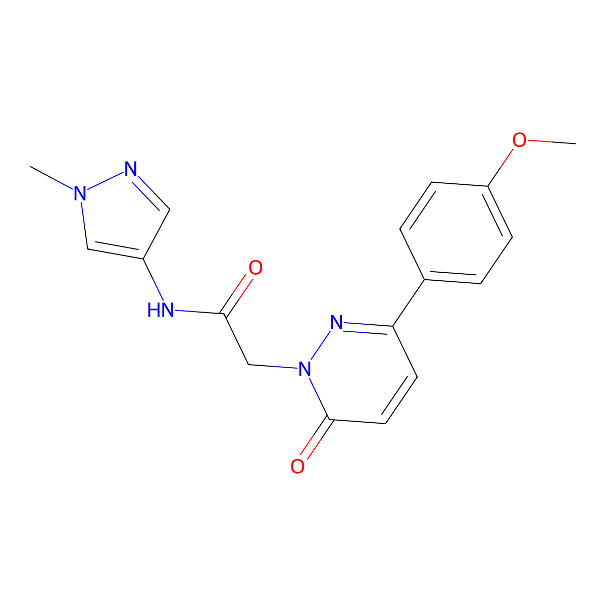 2-(3-(4-methoxyphenyl)-6-oxopyridazin-1(6H)-yl)-N-(1-methyl-1H-pyrazol-4-yl)acetamide molecular structure, CAS 1282114-37-7