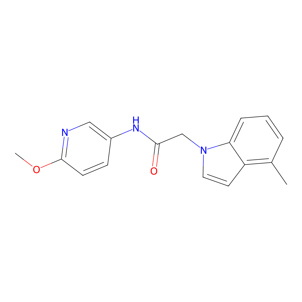 N-(6-methoxypyridin-3-yl)-2-(4-methyl-1H-indol-1-yl)acetamide molecular structure, CAS 1282114-39-9