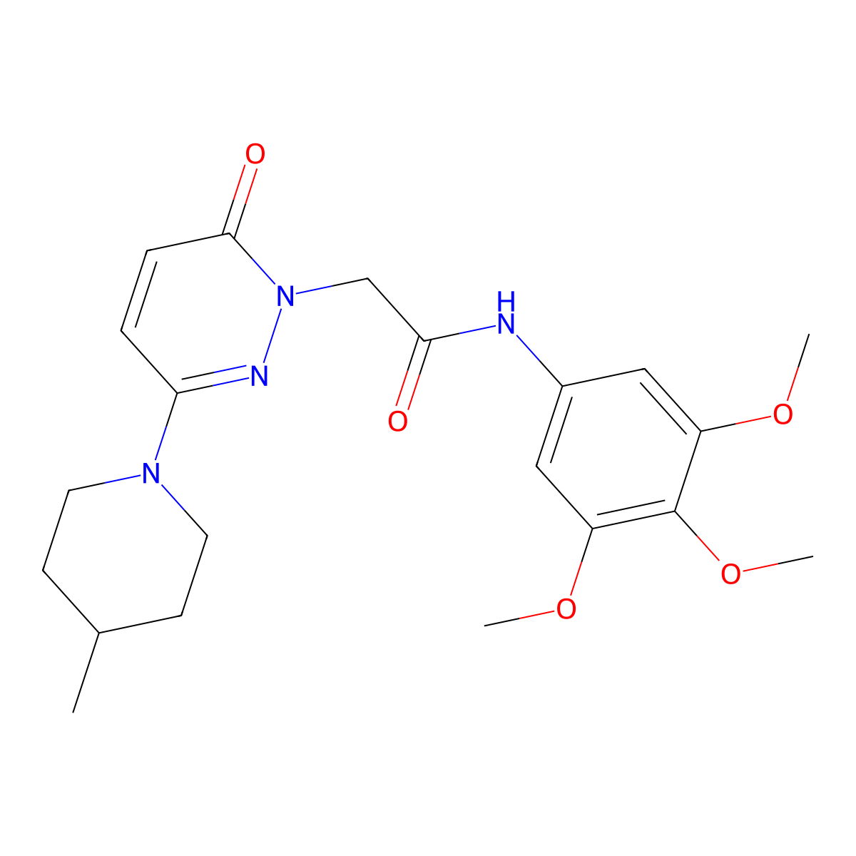 2-(3-(4-methylpiperidin-1-yl)-6-oxopyridazin-1(6H)-yl)-N-(3,4,5-trimethoxyphenyl)acetamide molecular structure, CAS 1282114-50-4