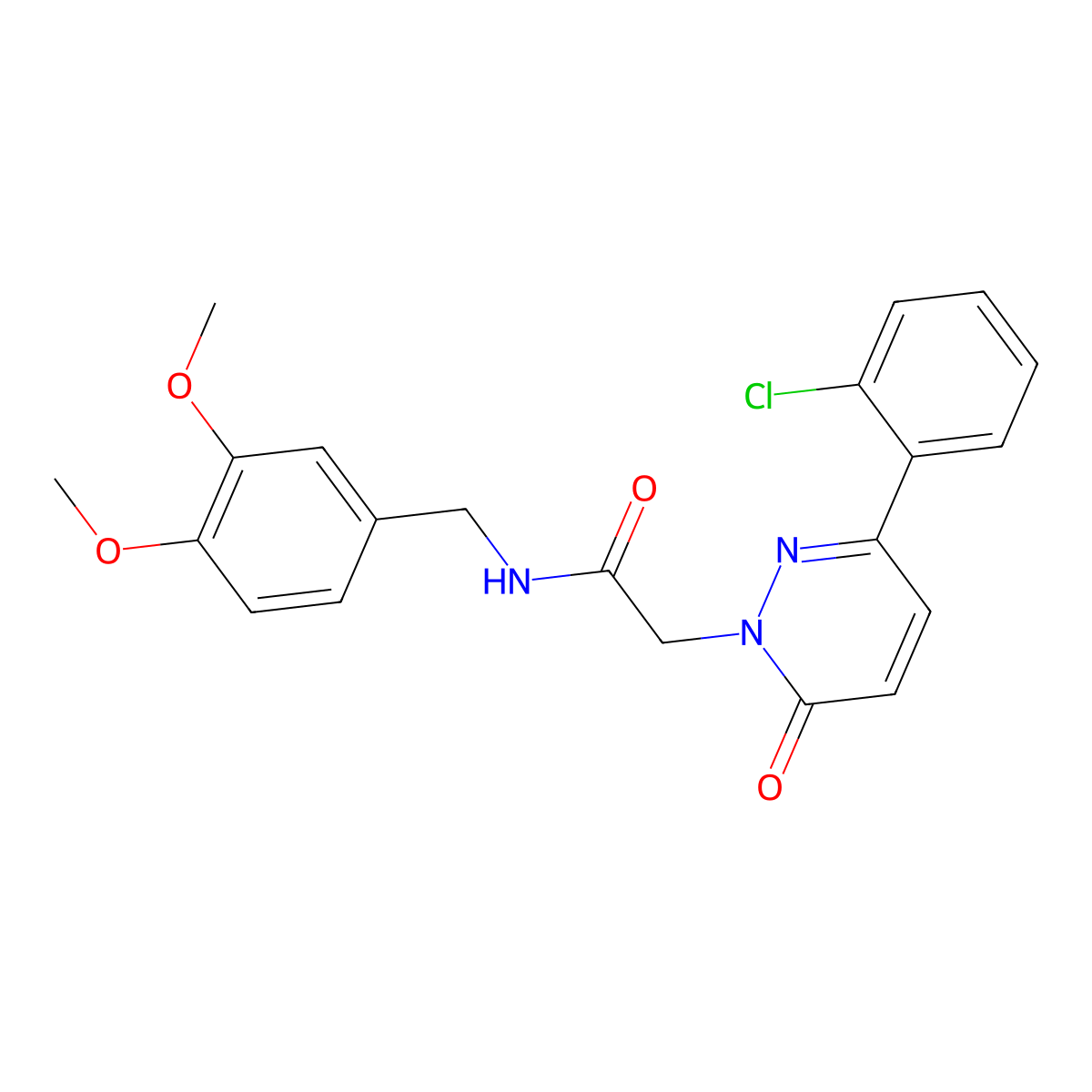 2-(3-(2-chlorophenyl)-6-oxopyridazin-1(6H)-yl)-N-(3,4-dimethoxybenzyl)acetamide molecular structure, CAS 1282114-68-4